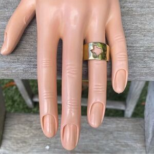 Rustic Cuff Gold Texas State Cutout Ring Adjustable Lone Star Y'All Cowboy